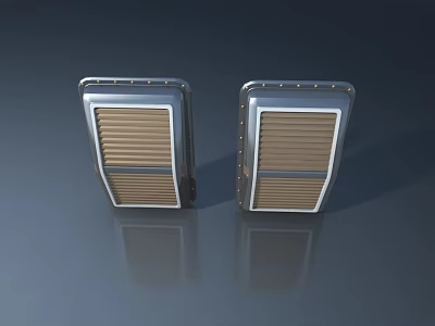 Contemporary Double Swing Doors With Metal Frame And Wooden Louver Design For Interior 3d model