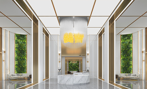 Modern Hall Hotel Lobby 3d model