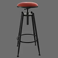 Modern Bar Stool With Red Padded Seat And Black Metal Legs