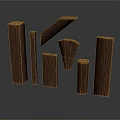 Wooden Logs From Trees In Various Shapes And Sizes On Dark Background