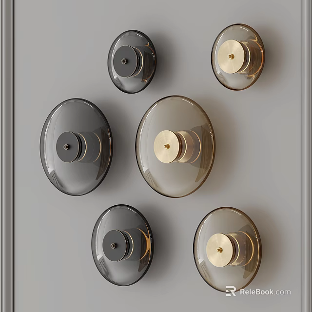Modern Round Wall Lamps With Black Gold Metal Shades And Decorative Wall Mounted Lighting Design 3d model 