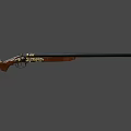 Vintage Decorative Weapon With Engraved Golden Patterns Wooden Stock And Black Barrel