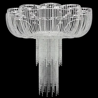 Elegant Crystal Chandelier with Cascading Pendant Chains and Intricate Design 3d model