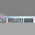 Auto 4S Shop Exterior With Blue White Red Building And Parked Cars At Entrance