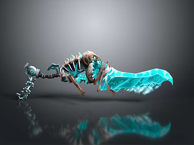Mythical Skeleton Sword With Blue Glowing Blade And Intricate Bone Design 3d model