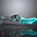 Mythical Skeleton Sword With Blue Glowing Blade And Intricate Bone Design