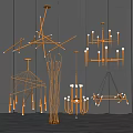 Modern Metal Lighting Combinations With Geometric Designs And Hanging Structures 3d model