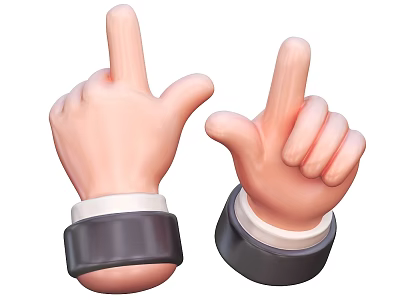 Two Hands With Black Cuffs Pointing Index Fingers In Different Directions 3d model