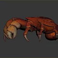 3D Rendered Red And Orange Crab With Large Claws On Gray Background