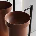 Modern Brown Ceramic Washbasin Design With Black Metal Frame And Sleek Shape