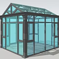 Other Glass Structure With Double Doors Windows And Triangular Roof Design 3d model