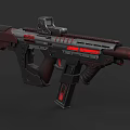 Sci Fi Tactical Rifle With Mounted Scope And Red Glowing Design Elements 3d model