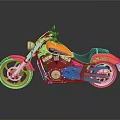 Orange Cruiser Motorcycle With Black Leather Seat Chrome Engine Parts Shiny Aluminum Wheels