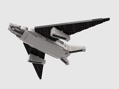 Building Blocks Space Shuttle Model With Black Wings And Gray Body 3d model