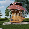Landscape Pavilion Landscape Sketch Corridor Frame Pocket Park Shaped Curve 3d model