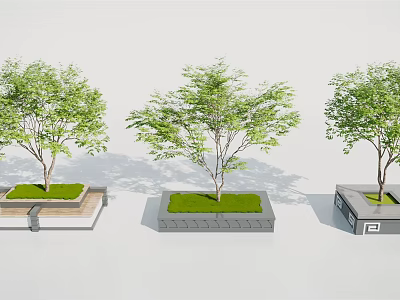 Modern tree pool tree pool seat landscape sketch 3d model