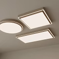 Modern Ceiling Lights Round And Square Shaped Installed On White Ceiling With Bright White Illumination