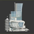 Modern Architectural Models Featuring High Rise Buildings With Unique Glass Facades And Spiral Structures