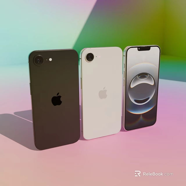 Three Apple iPhone Models In Black White And Camera Design 3d model 