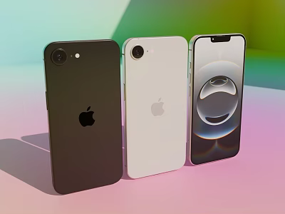 Three Apple iPhone Models In Black White And Camera Design 3d model