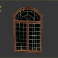 Brown Wooden Cabinet With Arched Top And Double Dark Doors