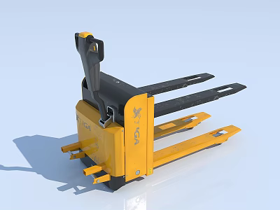 Yellow Manual Hydraulic Pallet Jack Industrial Equipment With Forks And Handle Design 3d model