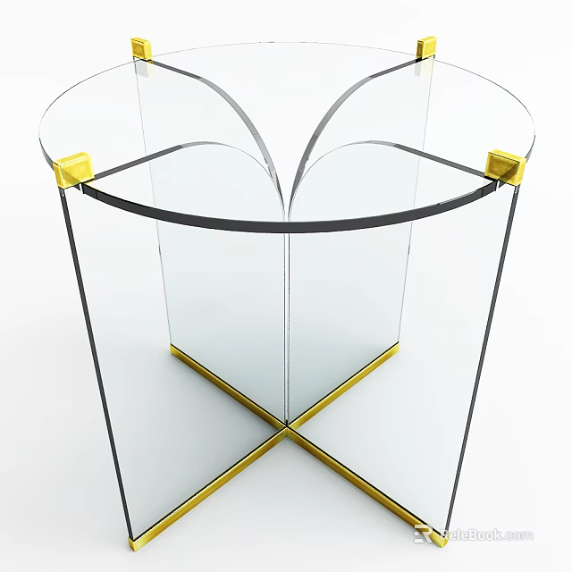 Modern Glass Coffee Table With Gold Accents And Sleek Contemporary Design Structure 3d model 