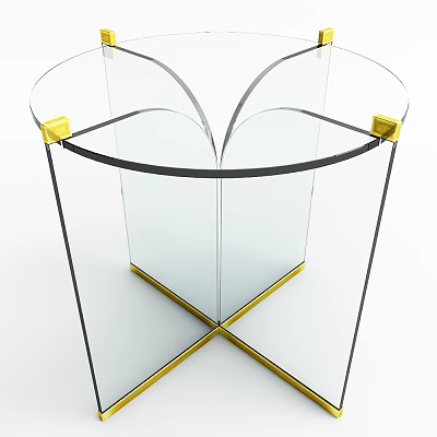 Modern Glass Coffee Table With Gold Accents And Sleek Contemporary Design Structure 3d model