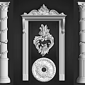 Ornate Roman Columns Architectural Design With Floral Carvings Door Frame And Ornamental Sculptures