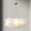 Modern White Pleated Chandelier Suspended by Thin Wires for Elegant Interior Lighting