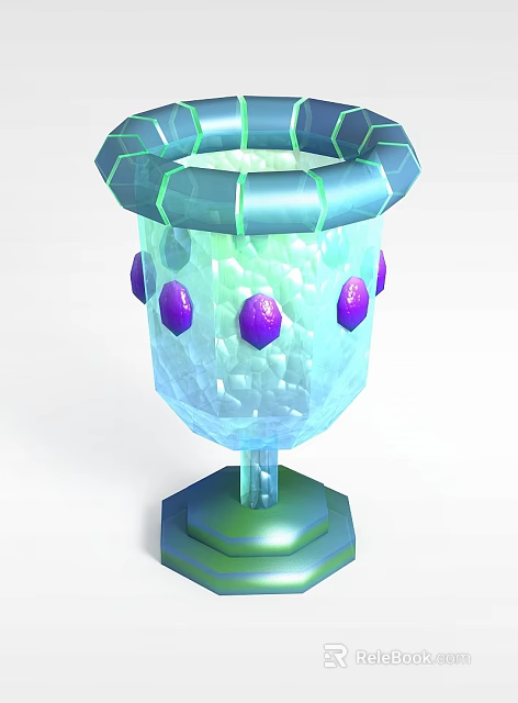 Stylish Blue Transparent Locker with Purple Gemstone Decorations and Stable Base Design 3d model 