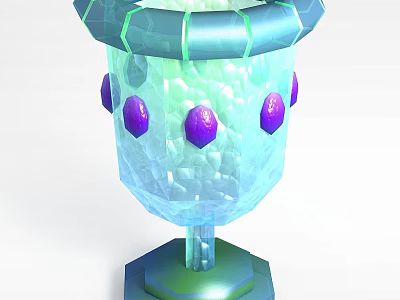 Stylish Blue Transparent Locker with Purple Gemstone Decorations and Stable Base Design 3d model