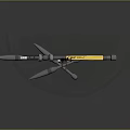 Tactical Military Missile Launcher With Yellow Section And Gray Body Mounted On Stand