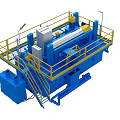 Heavy Duty Blue Industrial Equipment With Yellow Railings Platform And Control Panels