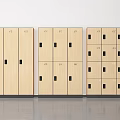 Wooden Storage Lockers With Numbered Doors Black Handles And Multiple Units