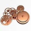 Industrial Equipment With Golden Interconnected Gears And Mechanical Components