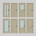 Light Colored Hinged Doors In Various Designs With Glass And Solid Panels 3d model