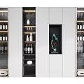 Modern Wine Cabinet With Glass Doors Wine Bottles Glasses And Decorative Items