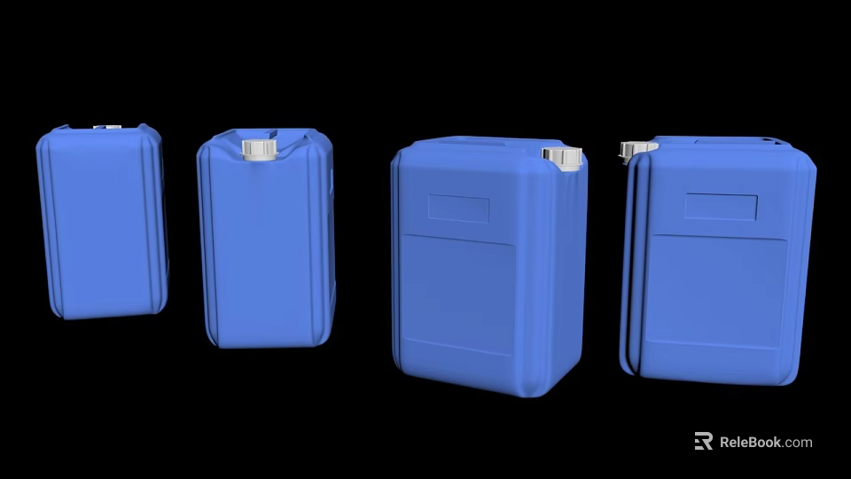 Blue Plastic Storage Buckets for Hardware Tools Display on Black Background 3d model