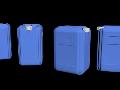 Blue Plastic Storage Buckets for Hardware Tools Display on Black Background 3d model