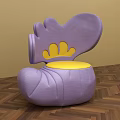 Unique Purple Single Chair With Petal Shaped Backrest Yellow Seat And Wooden Floor
