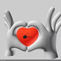 White Hand Shaped Art Installation With Illuminated Red Heart Center