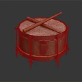 Vintage Metal Frame Drum With White Drumhead And Crossed Drumsticks On Stands