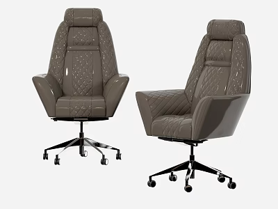 Modern Quilted Leather Office Chair With Ergonomic Design Swivel Base And Wheels 3d model