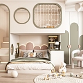 Modern Children's Room Upper and Lower Bed Children's Room 3d model