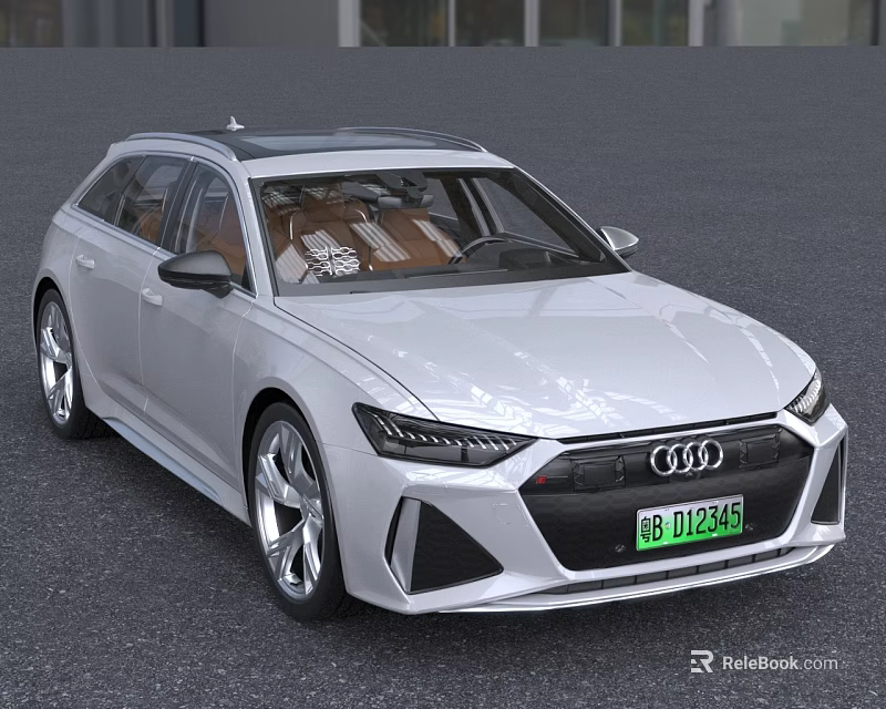 Silver Audi Station Wagon With Modern Sleek Exterior And LED Headlights 3d model 