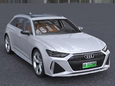 Silver Audi Station Wagon With Modern Sleek Exterior And LED Headlights 3d model