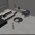 Modern Minimalist Living Room With Cream L Shaped Sofa And Black Round Coffee Table