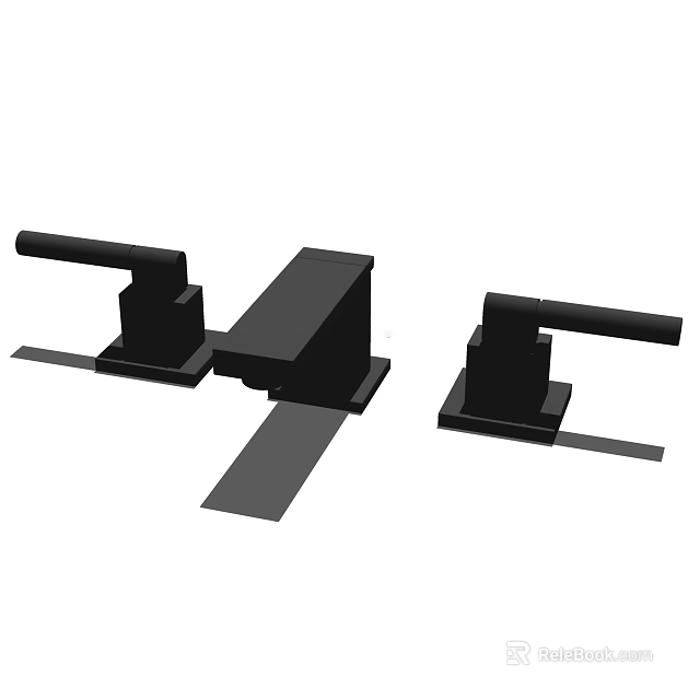 Sleek Black Modern Faucet Design With Metal Construction For Bathroom Sink 3d model 