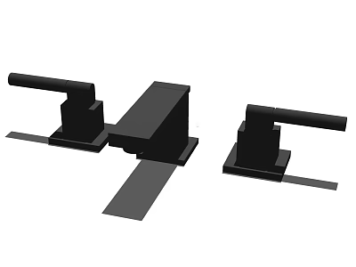 Sleek Black Modern Faucet Design With Metal Construction For Bathroom Sink 3d model